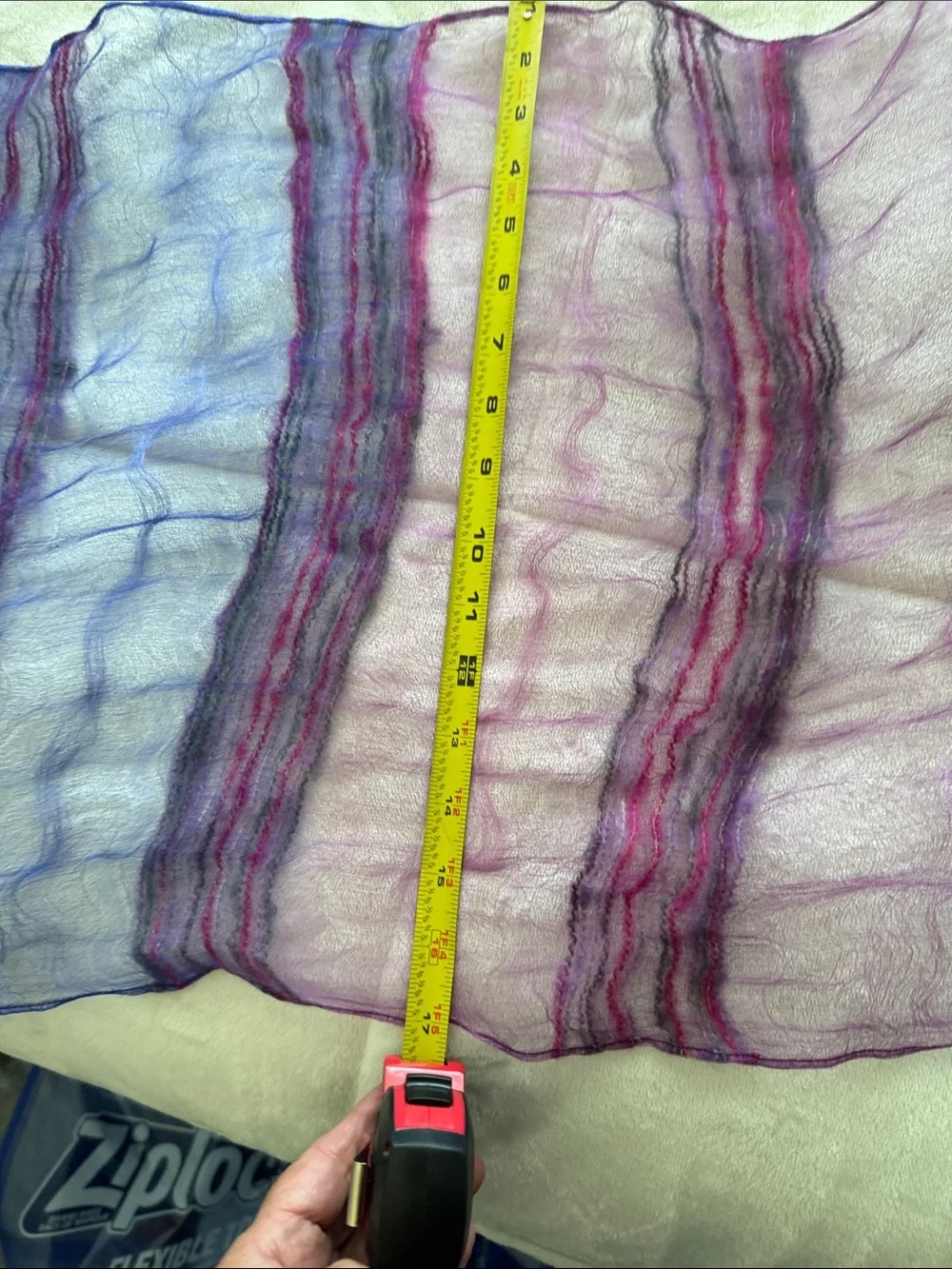 Sheer Blue and Purple Striped Scarf - Unbranded